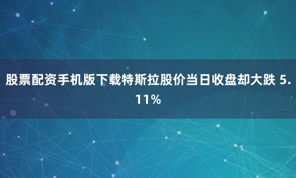 股票配资手机版下载特斯拉股价当日收盘却大跌 5.11%